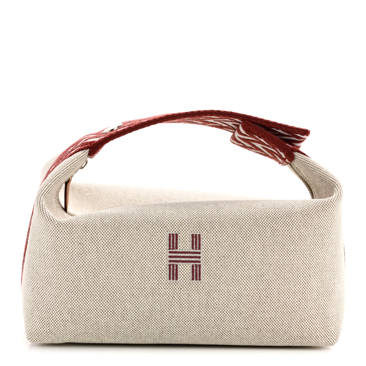 Hermes Canvas Small Bride-A-Brac Pouch Natural Rouge H 1762818