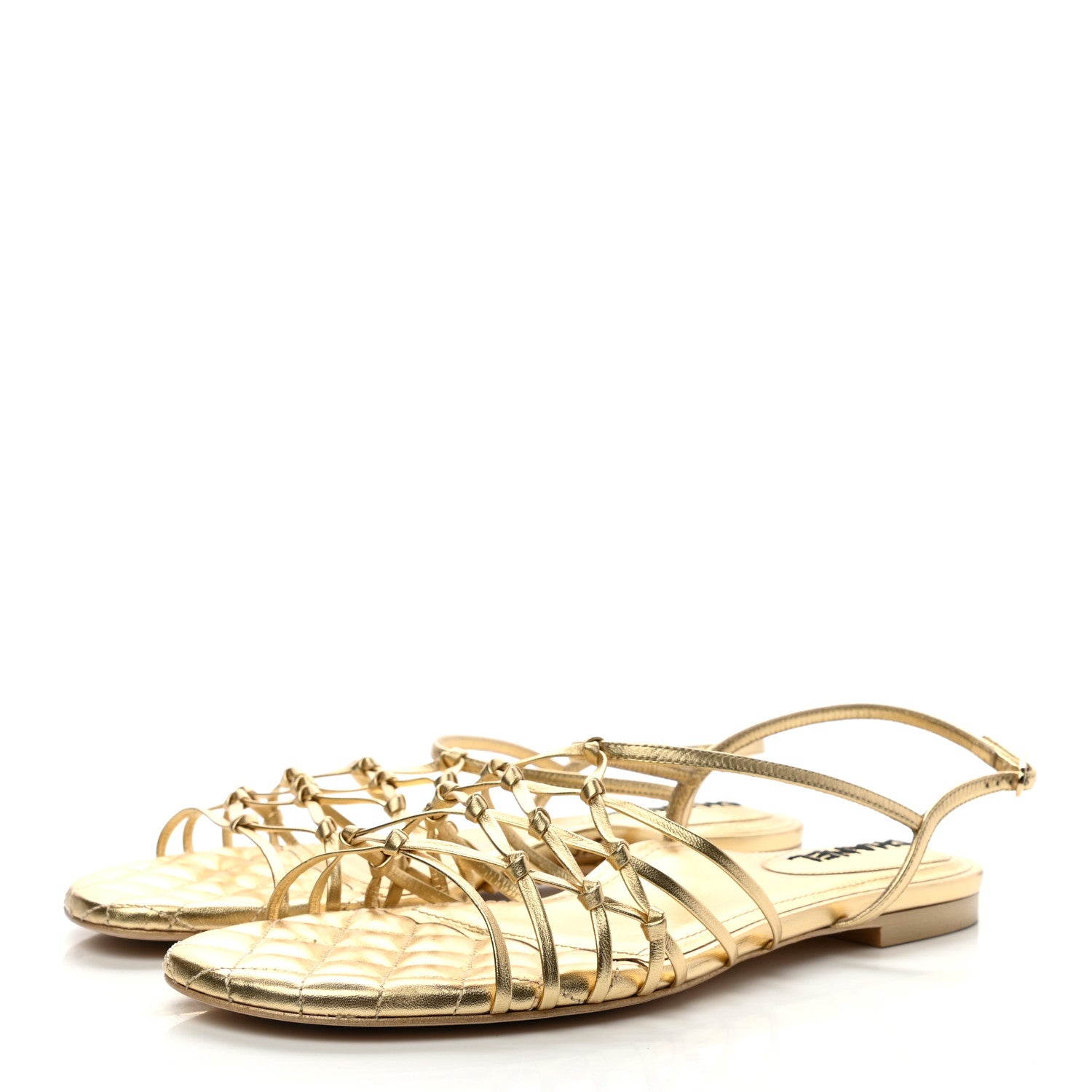 Chanel Laminated Lambskin CC Sandals 42 Gold 3 of 8