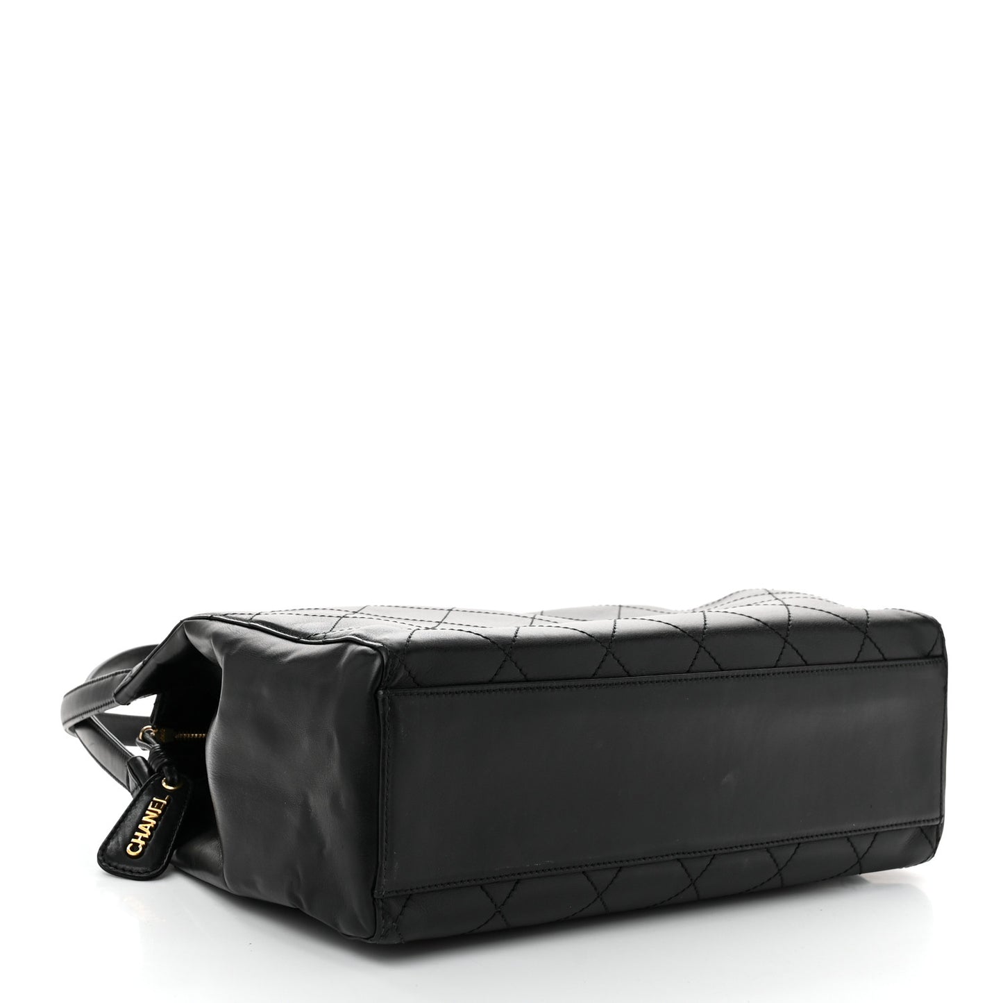 Lambskin Stitched Shoulder Bag Black