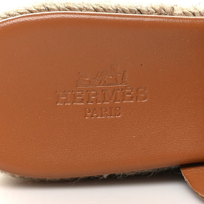 Hermes Nappa Ithea Espadrille Wedge Sandals 39 Naturel 8 of 9