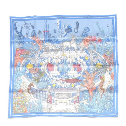Hermes Vintage Silk Ex Libris Atlantis Scarf 70 Bleu Ciel Rose Jaune 1 of 4
