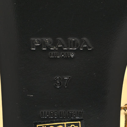 Prada Metallic Calfskin Metal Triangle Logo Ankle Strap Ballerinas 37 Platino 6 of 8