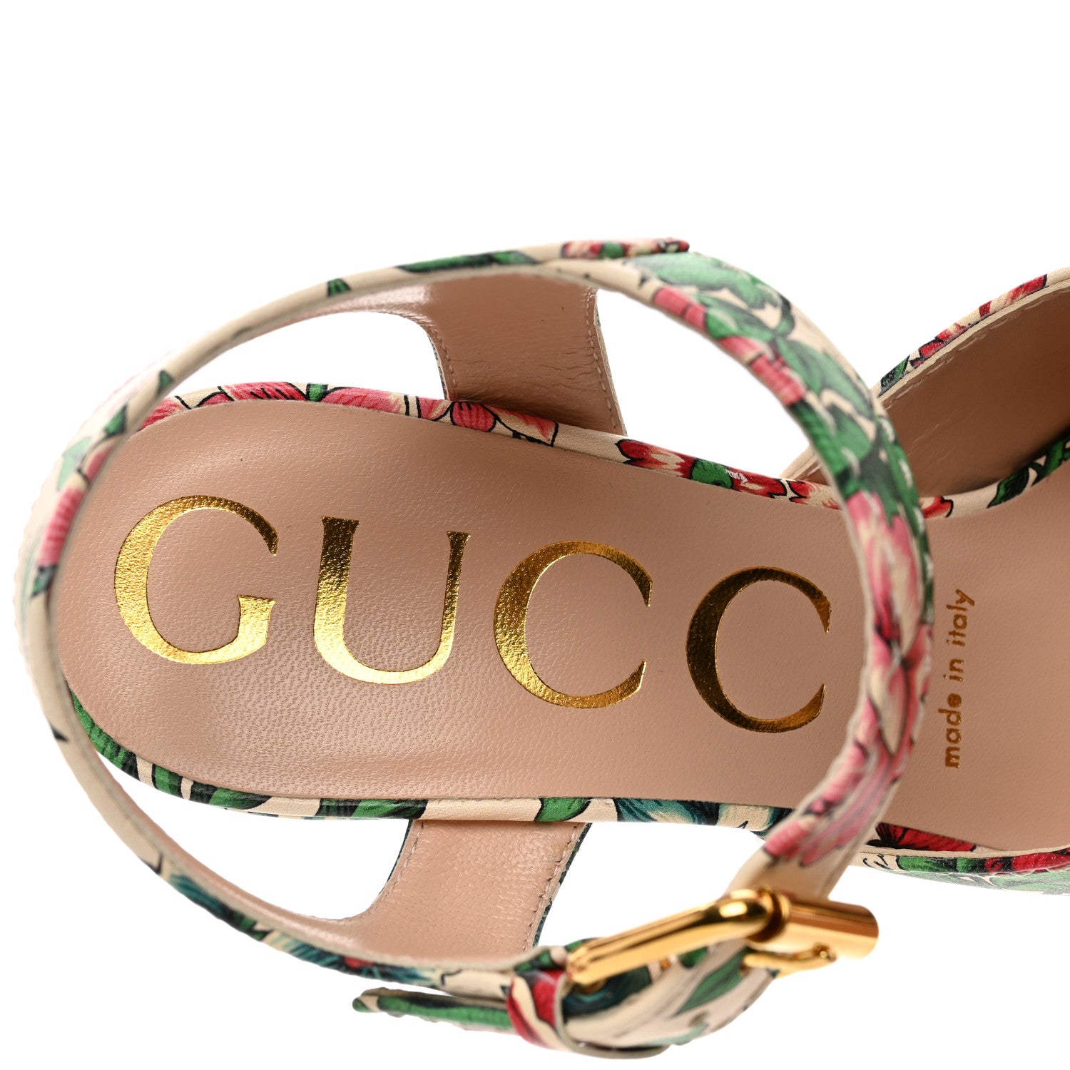 Gucci Nappa Charlotte Brit Roses Print Horsebit 40/135mm Platform Sandals 37 Multicolor 7 of 8