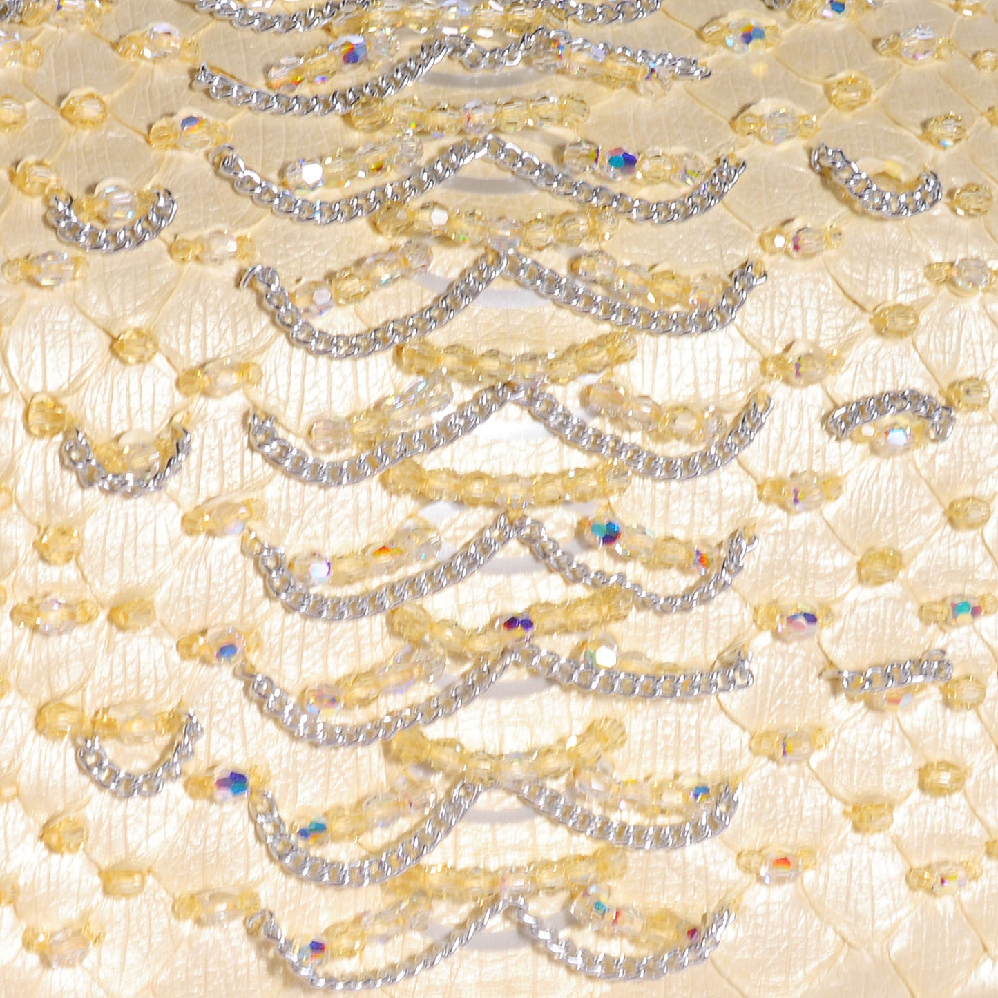 Python Beaded Medium Double Flap Light Yellow