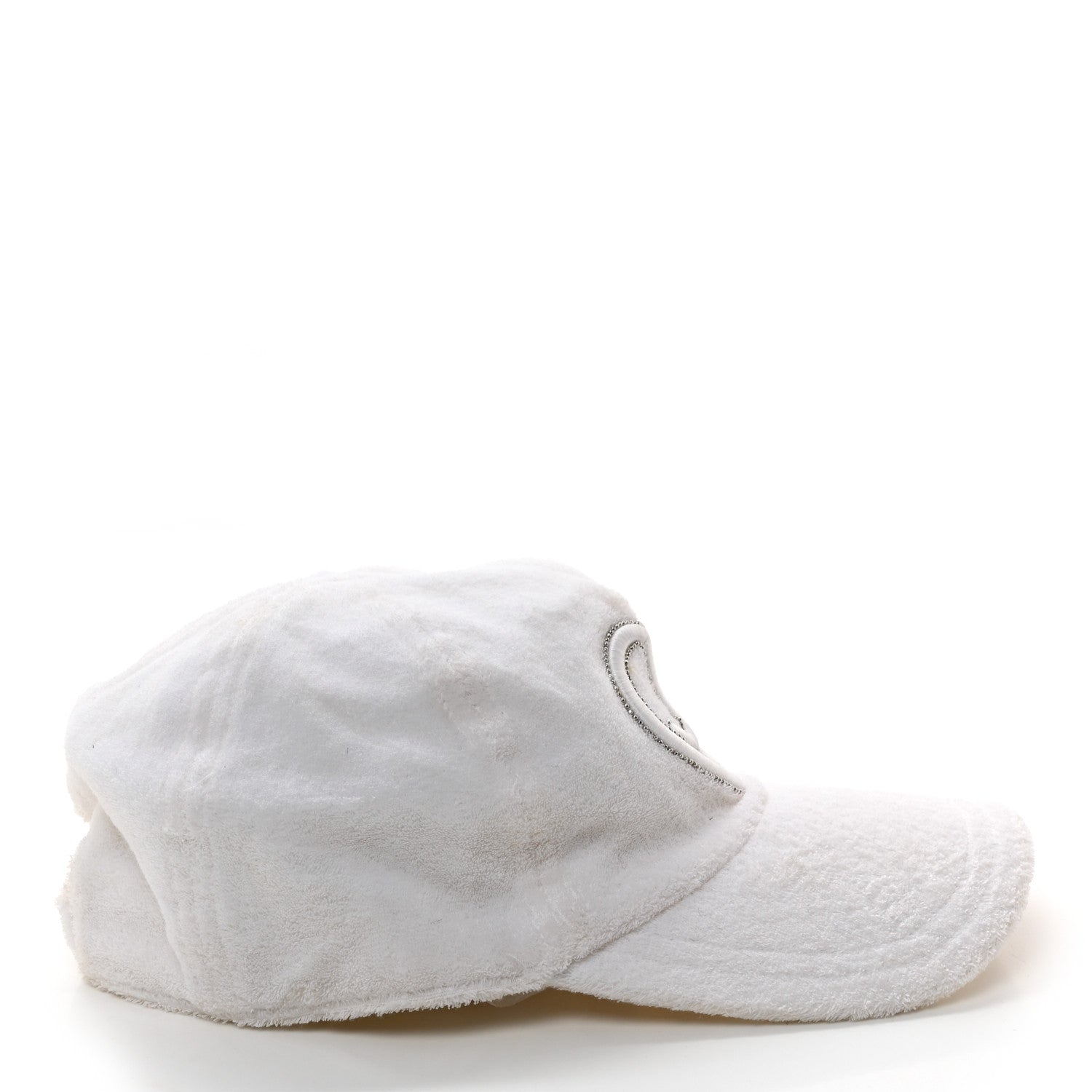 Chanel Terry Cotton Chain Embellished CC Heart Cap Hat L White 5 of 8