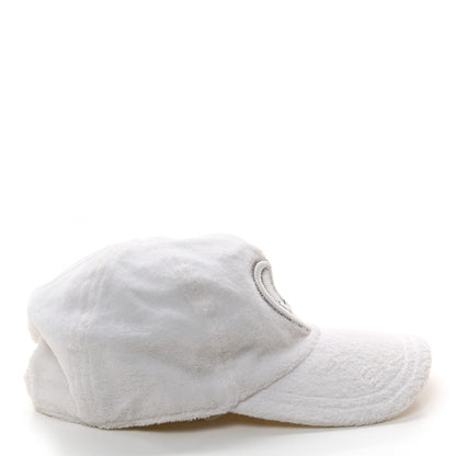Chanel Terry Cotton Chain Embellished CC Heart Cap Hat L White 5 of 8