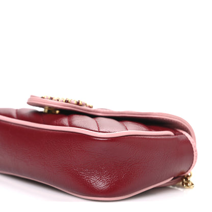 Gucci Azalea Calfskin Enamel Matelasse Diagonal Super Mini Torchon GG Marmont Shoulder Bag New Cherry Red Wild Rose 10 of 12