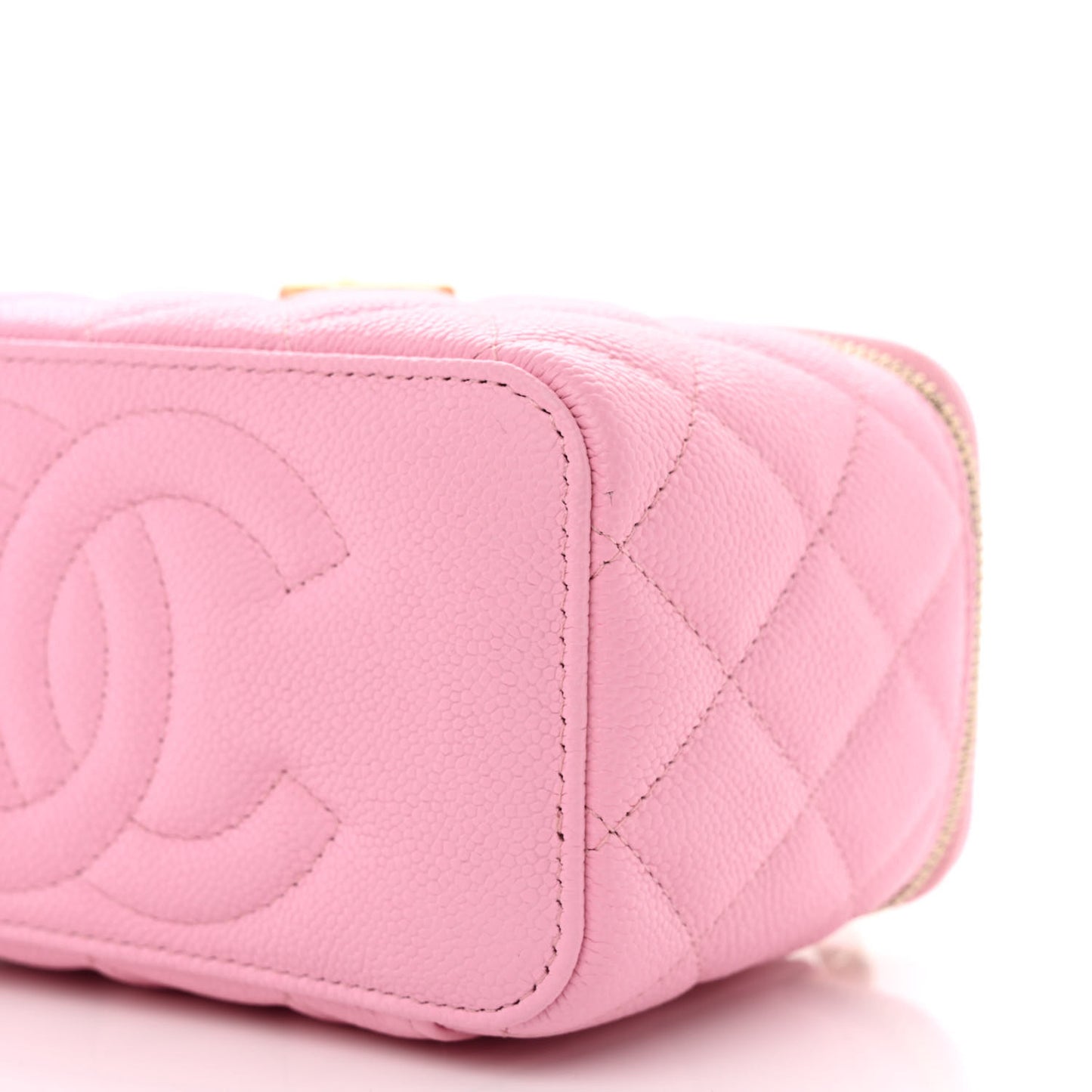 Caviar Quilted Sweetheart Vanity Case Pink
