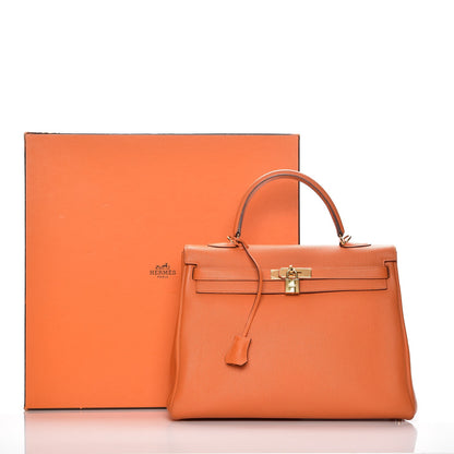 Hermes Togo Kelly Retourne 35 Orange 34 of 34