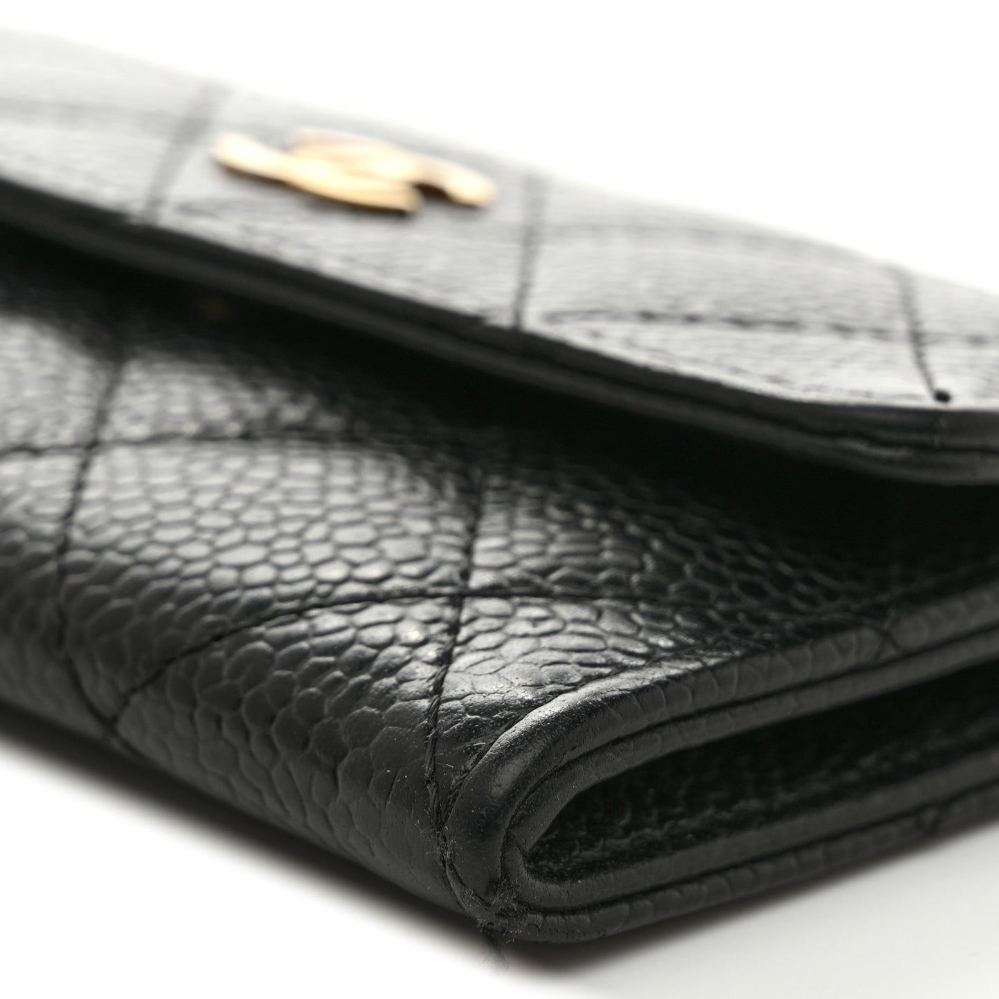 Caviar Quilted Flap Card Holder Black