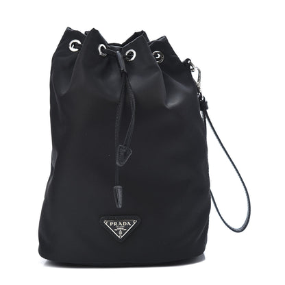 Prada Saffiano Tessuto Nylon Vela Bucket Wristlet Black 1 of 9