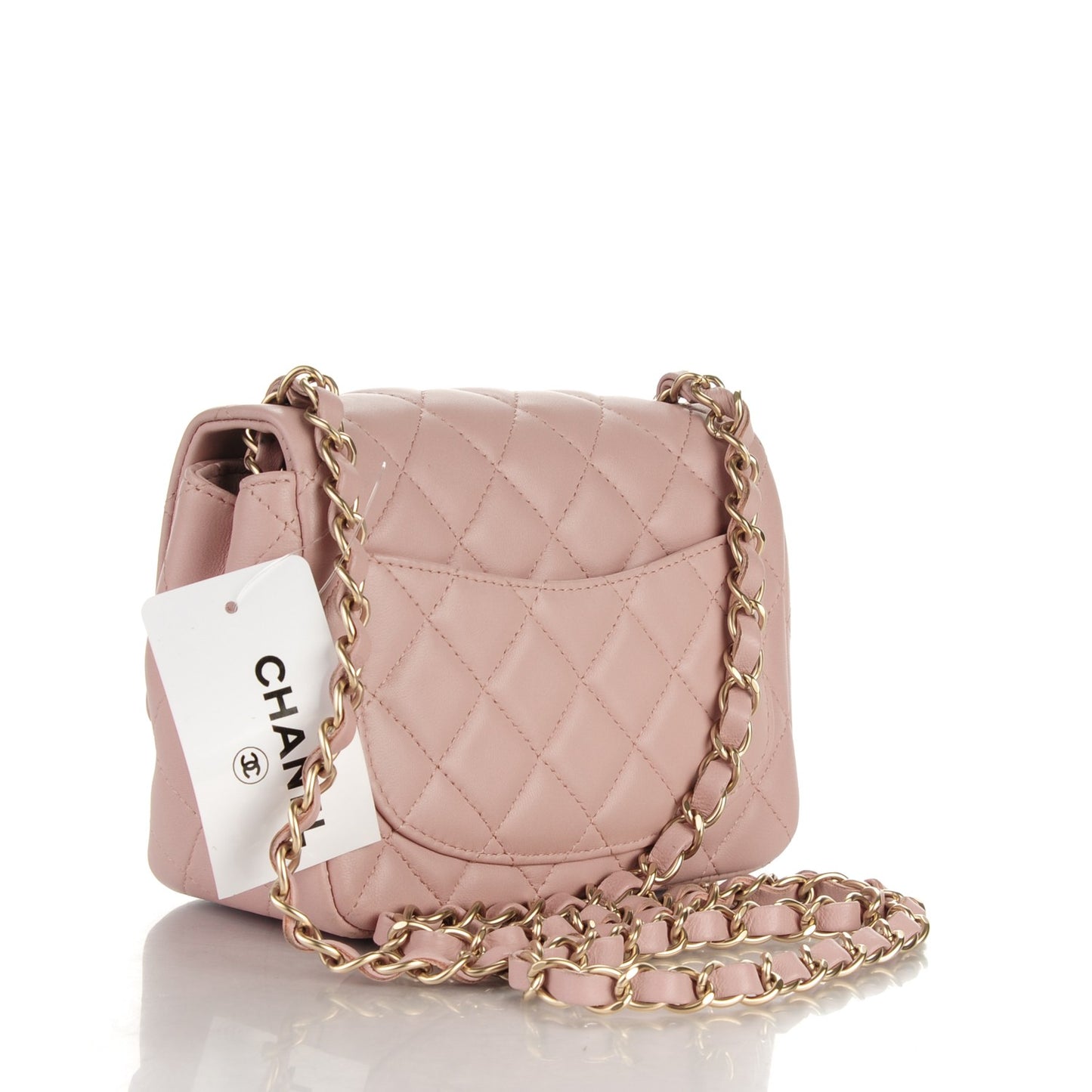 Lambskin Quilted Mini Square Flap Light Pink