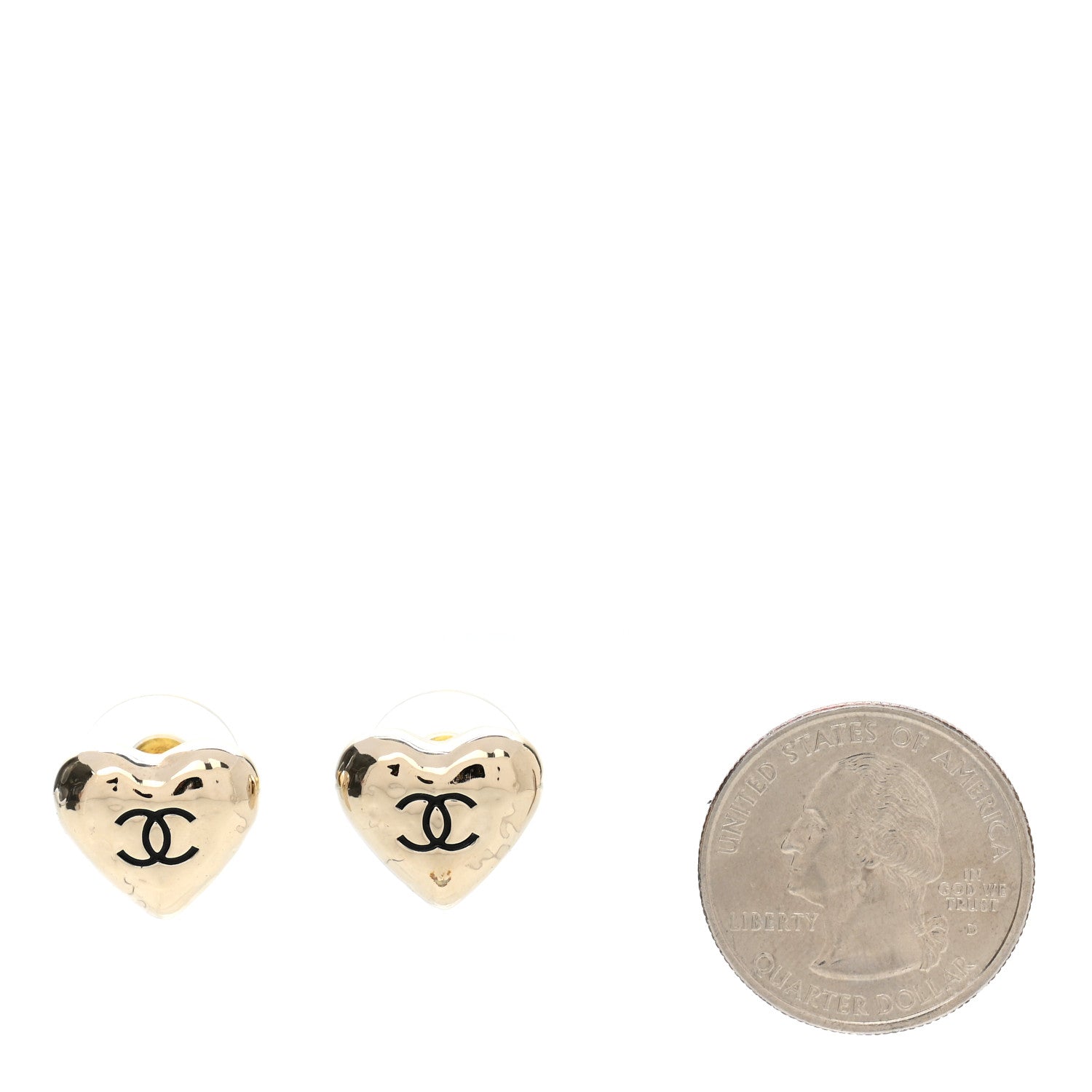 Chanel CC Heart Earrings Gold 2 of 5