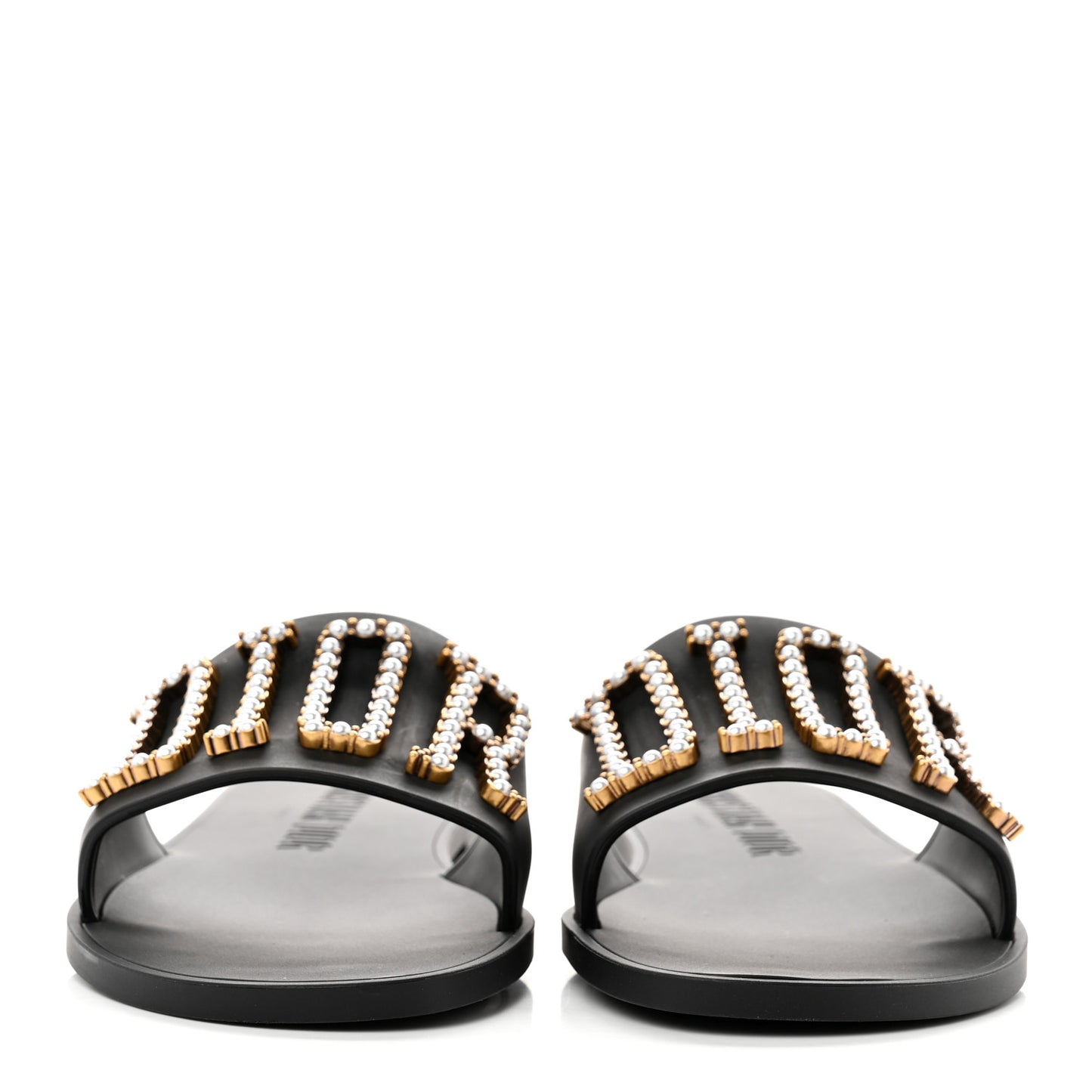 Matte Calfskin Pearl Dio(r)evolution Slide Sandals 38 Black