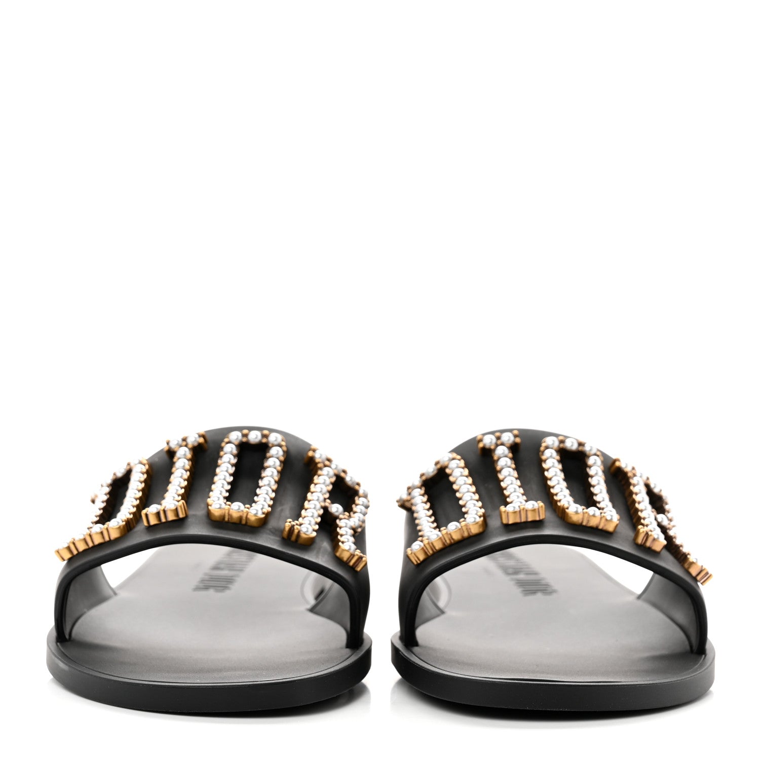 Christian Dior Matte Calfskin Pearl Dio(r)evolution Slide Sandals 38 Black 2 of 7