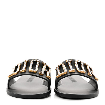 Christian Dior Matte Calfskin Pearl Dio(r)evolution Slide Sandals 38 Black 2 of 7