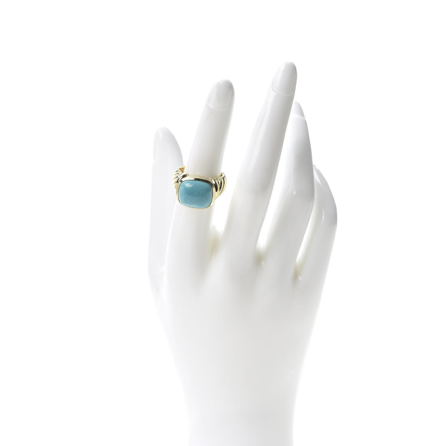 18K Yellow Gold Turquoise 12mm Noblesse Ring 54 7