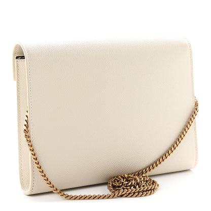 Saint Laurent Grain De Poudre Monogram Cassandra Chain Wallet Crema Soft 3 of 10