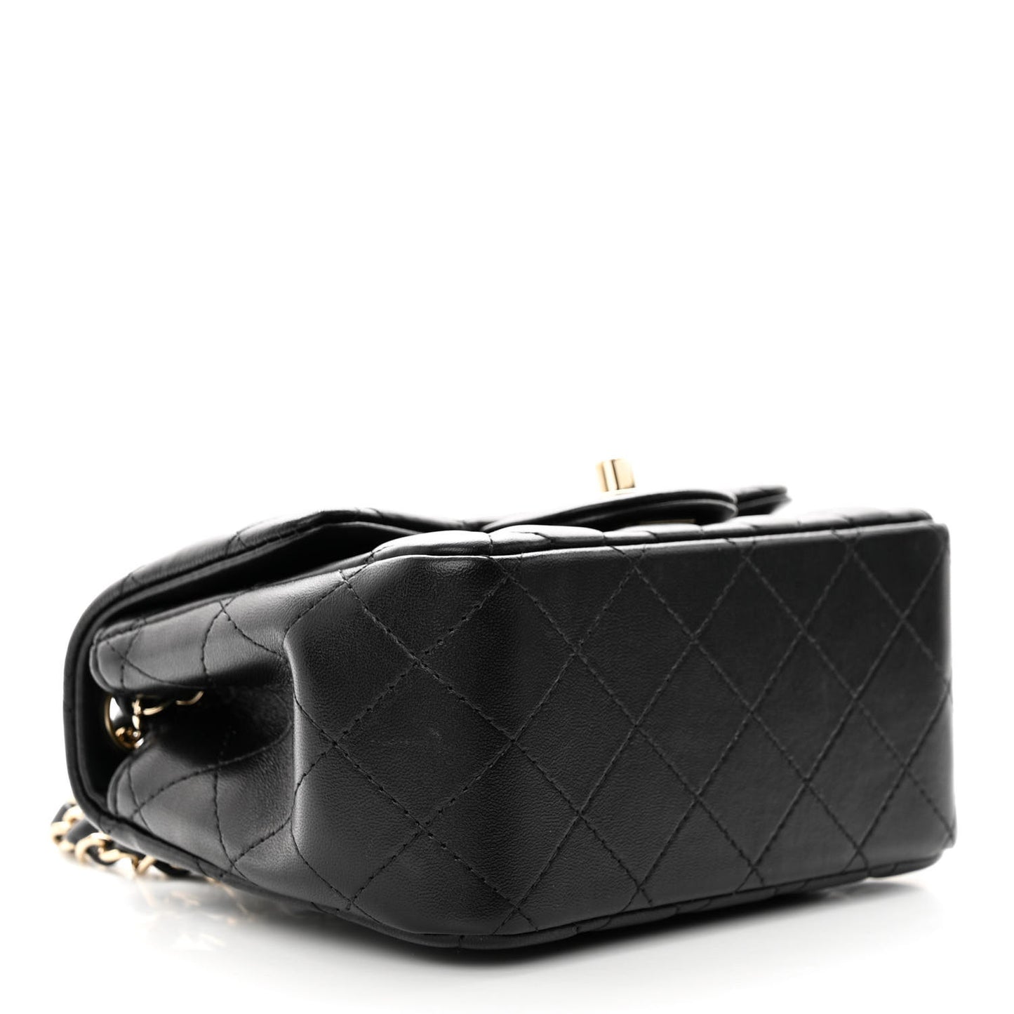 Lambskin Quilted Mini Square Flap Black
