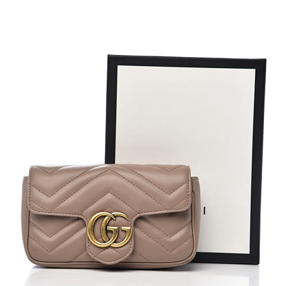Gucci Calfskin Matelasse Super Mini GG Marmont Shoulder Bag Porcelain Rose 11 of 11