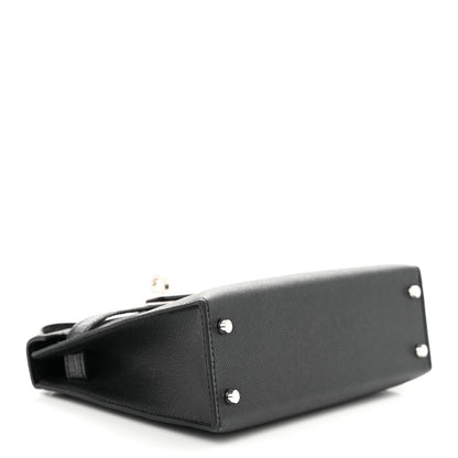 Hermes Madame Calfskin Shiny Alligator Mini Kelly Sellier Touch 20 Black 4 of 11