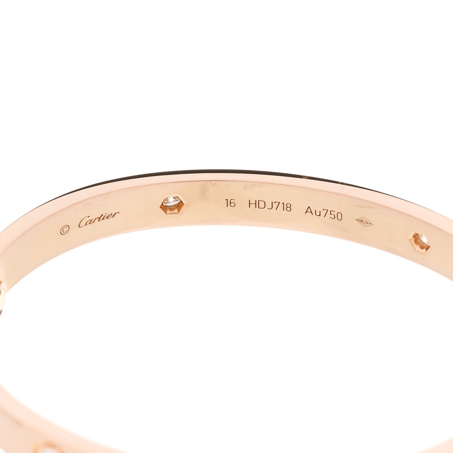 Cartier 18K Pink Gold 4 Diamond LOVE Bracelet 16 6 of 9
