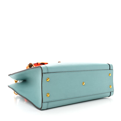 Gucci Wonka Grain Calfskin Small Diana Tote Bag Dusty Azure Orange Fluo 4 of 10