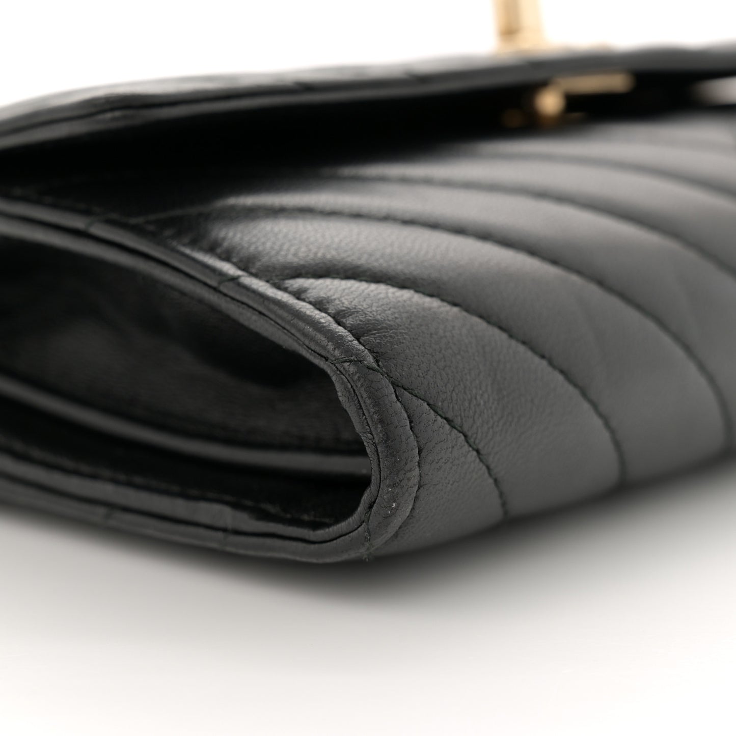 Lambskin Chevron Quilted Trendy CC Wallet On Chain WOC Black