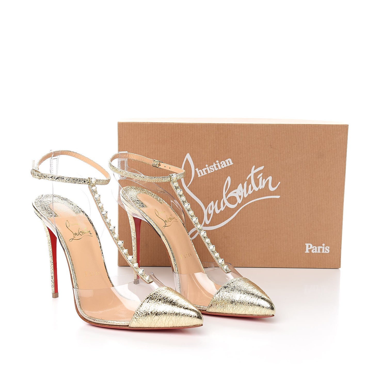 Metallic PVC Nosy Spikes 100 Pumps 38.5 Gold