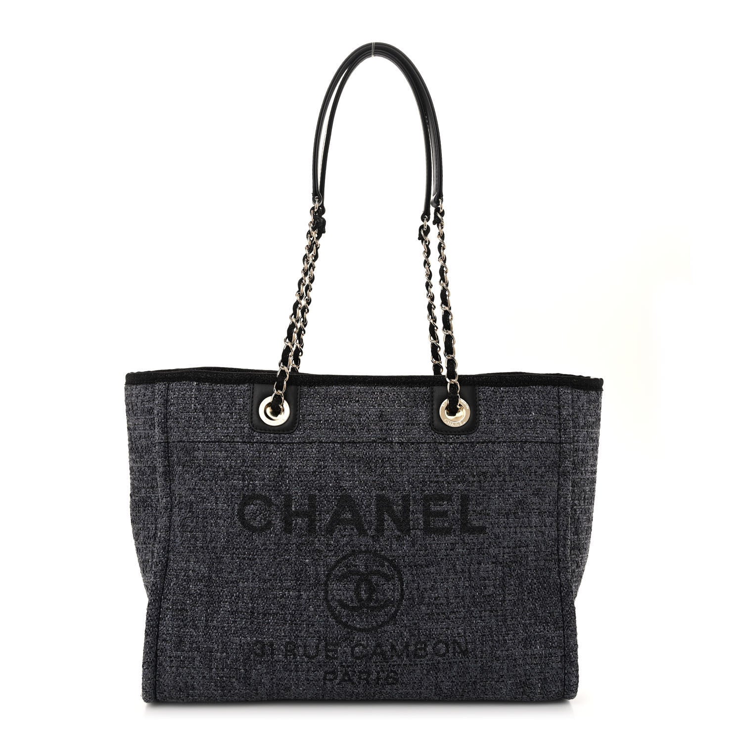 Chanel Lurex Boucle Small Deauville Tote Black 1 of 10
