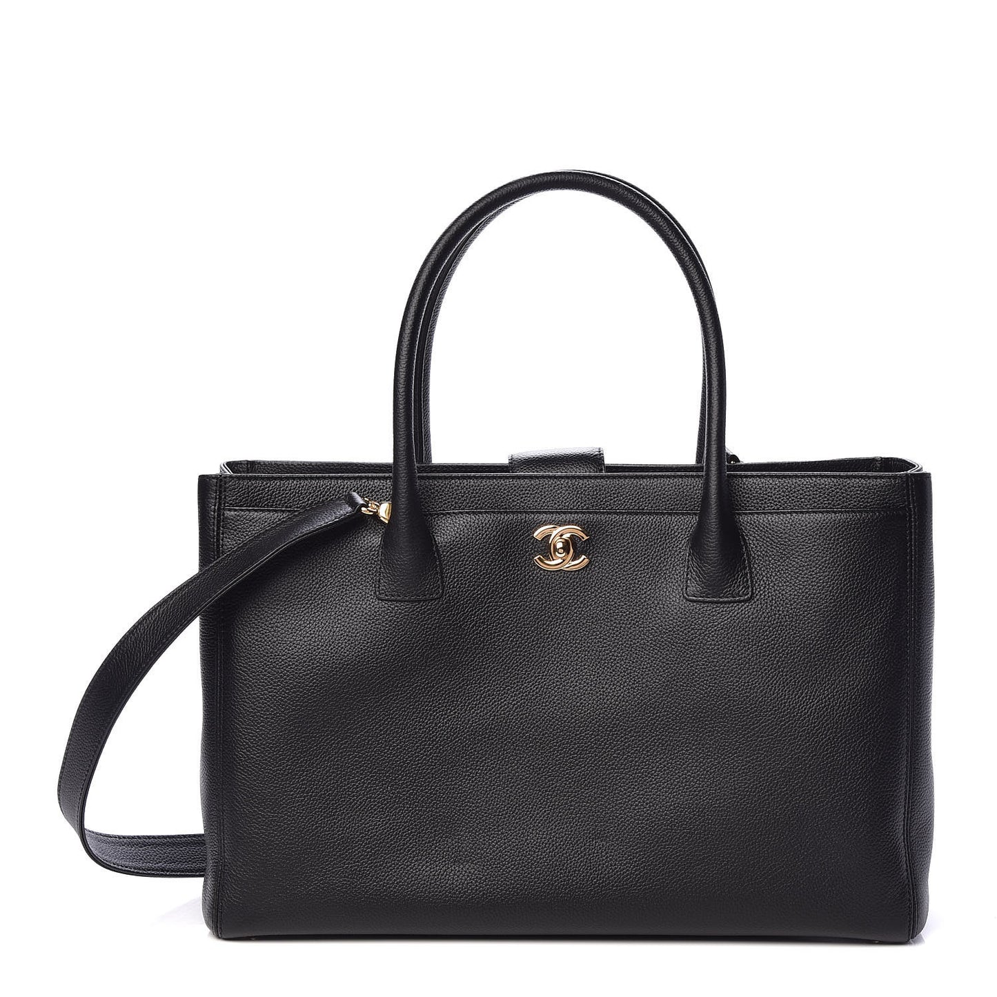 Calfskin Cerf Executive Shopper Tote Black