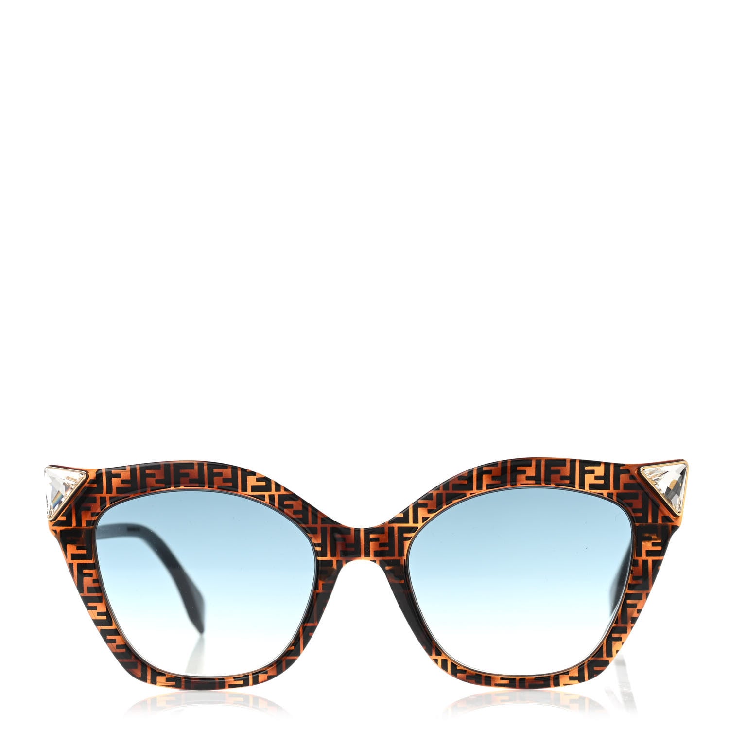 Fendi Acetate Metal FF Cat Eye Iridia Sunglasses FF 0357/S Havana 2 of 4