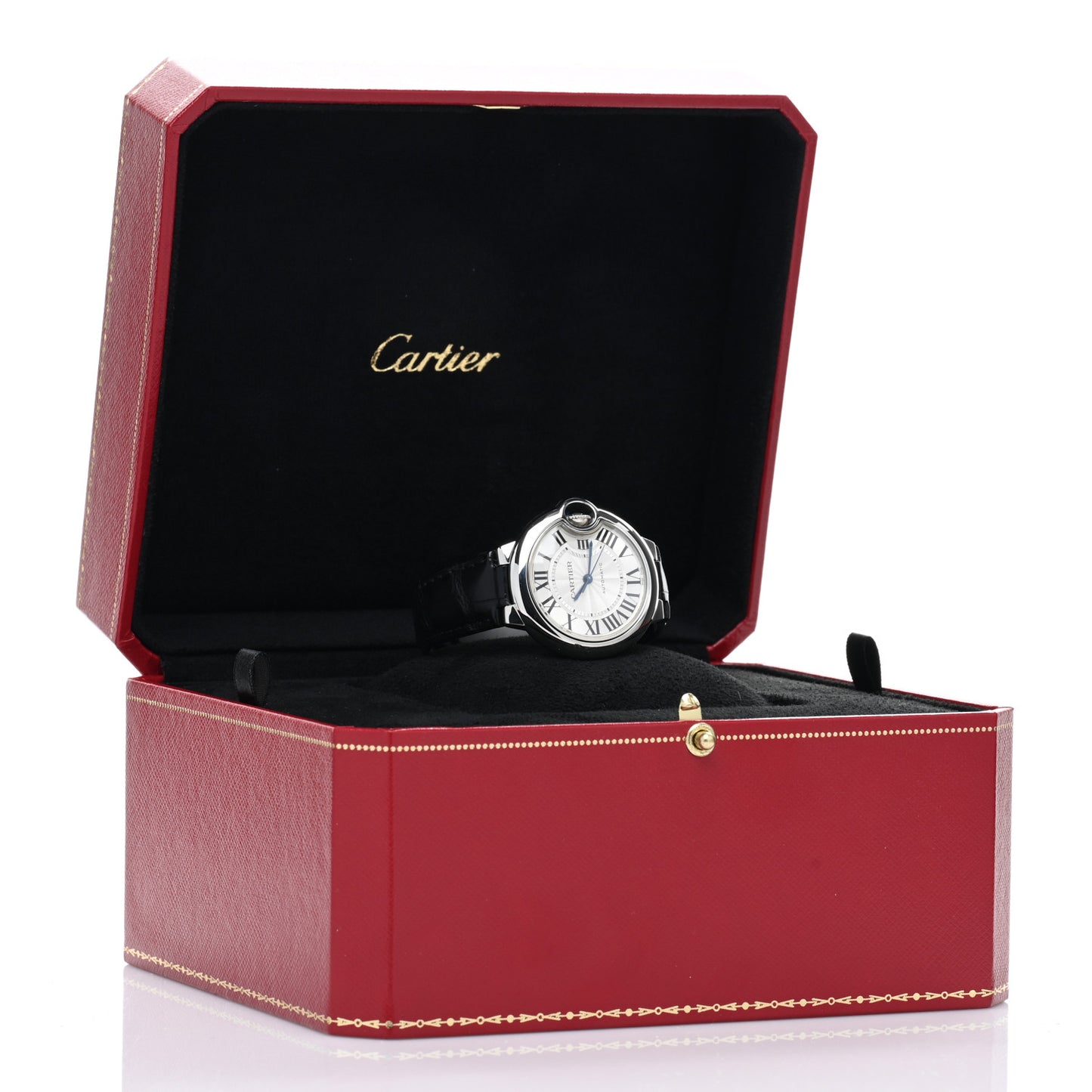 Stainless Steel Alligator 33mm Ballon Bleu De Cartier Automatic Watch