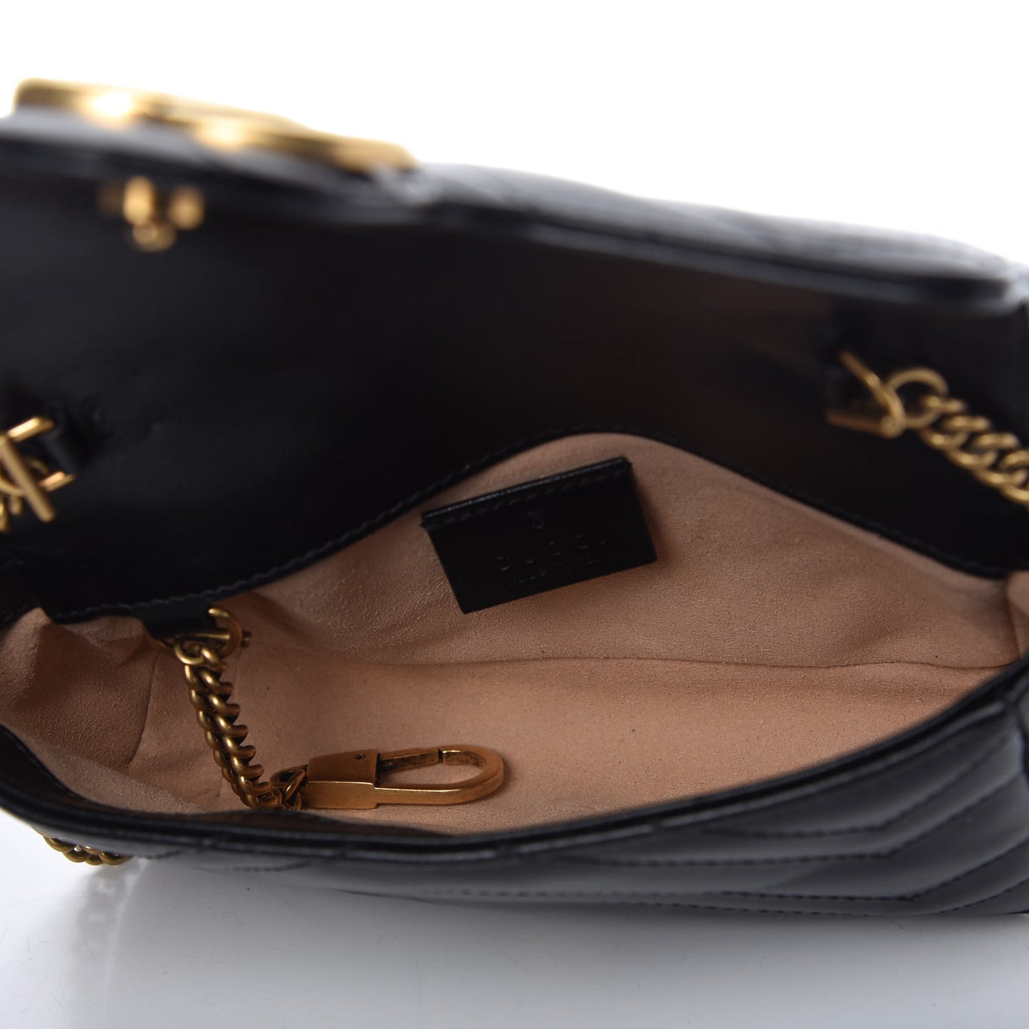 Calfskin Matelasse Super Mini GG Marmont Shoulder Bag Black