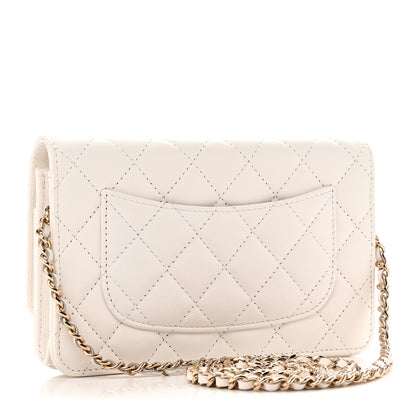 Chanel Caviar Quilted Crystal CC Wallet On Chain WOC White 3 of 12