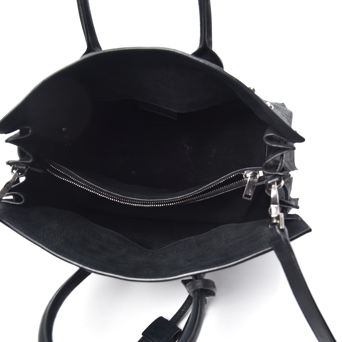 Crocodile Embossed Suede Small Supple Sac De Jour Black