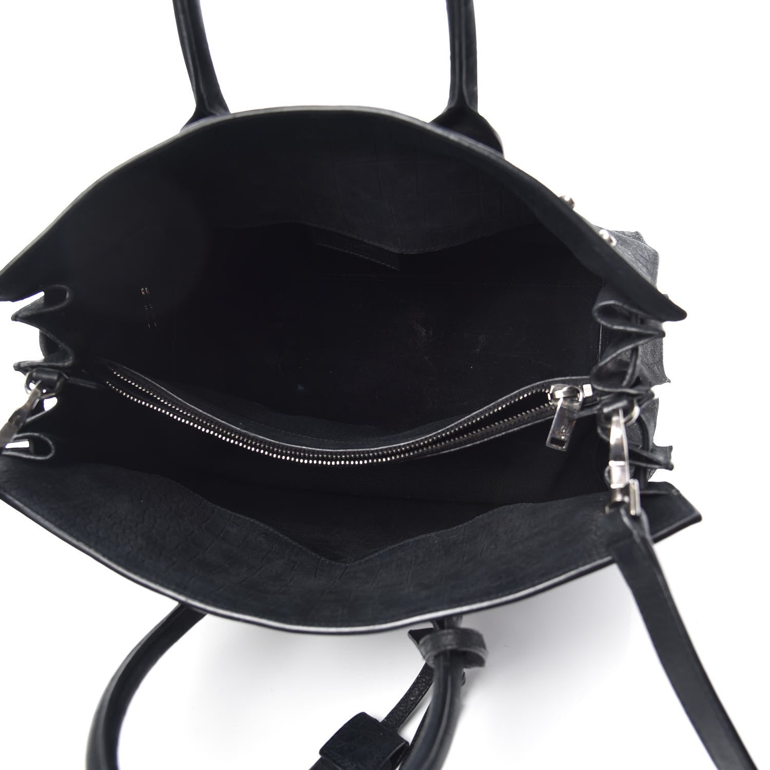 Saint Laurent Crocodile Embossed Suede Small Supple Sac De Jour Black 5 of 11