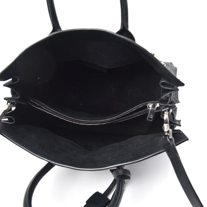 Saint Laurent Crocodile Embossed Suede Small Supple Sac De Jour Black 5 of 11