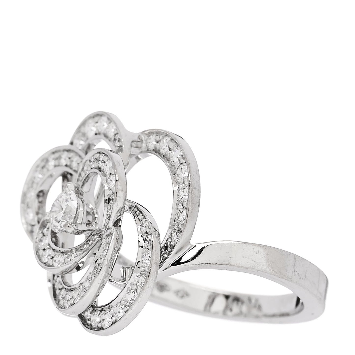 18K White Gold Diamond Fil de Camelia Ring 51 5.75