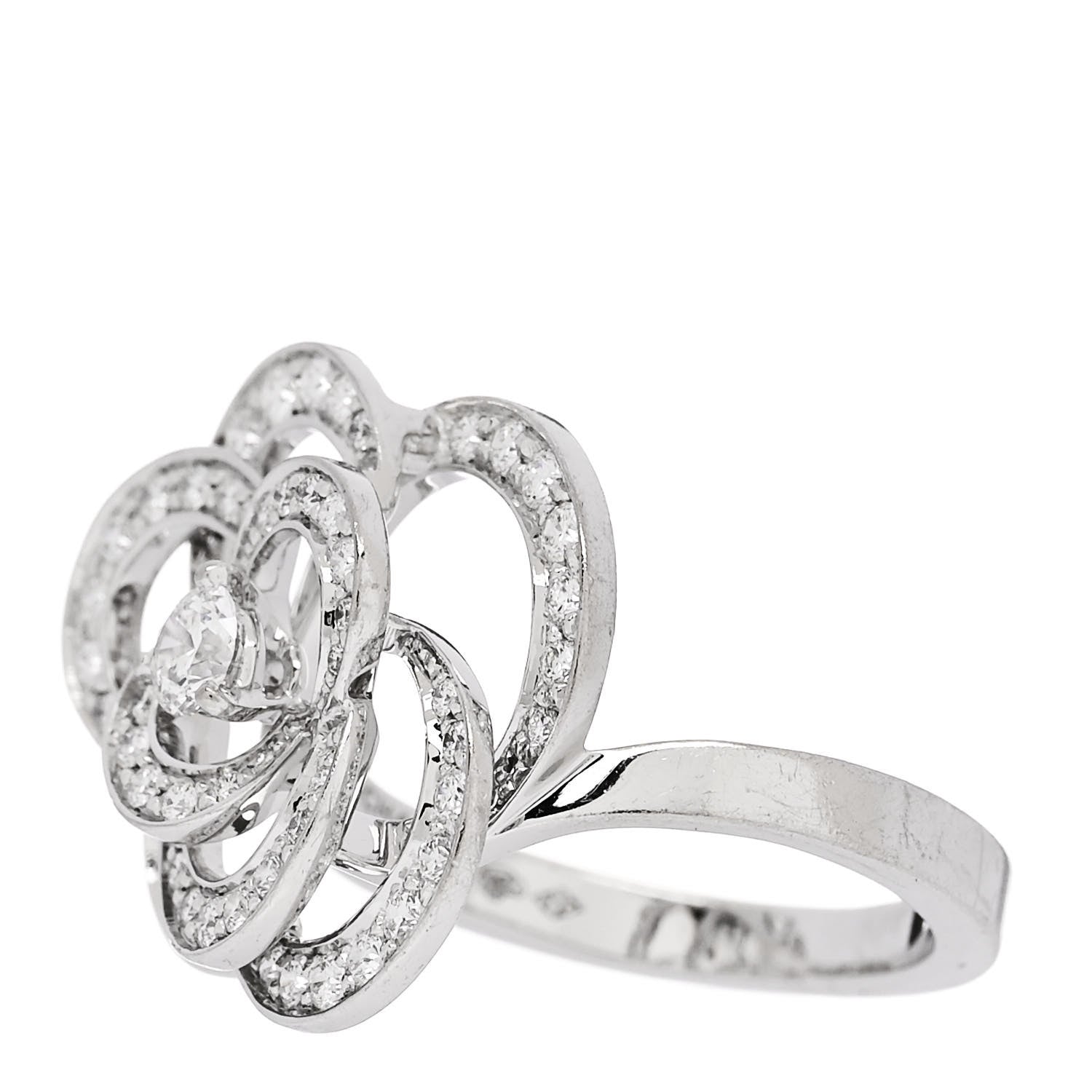 Chanel 18K White Gold Diamond Fil de Camelia Ring 51 5.75 3 of 7