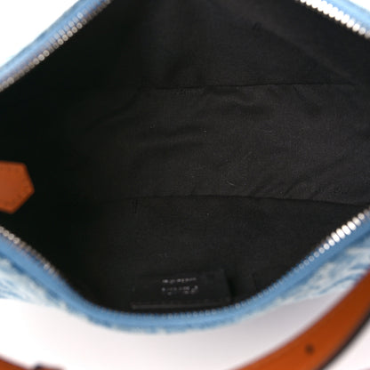 Fendi Denim Vitello Grace Mirror Logo Small Fendigraphy Hobo Bag Blue 5 of 9