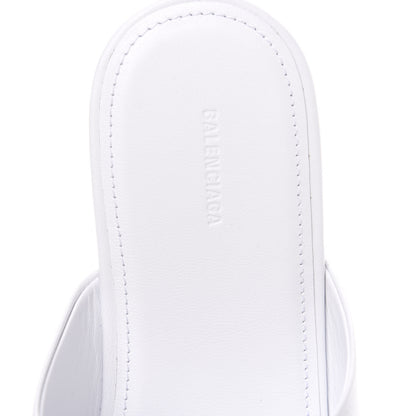Balenciaga Shiny Sheepskin Oval BB Mule Sandals 36.5 White 7 of 9