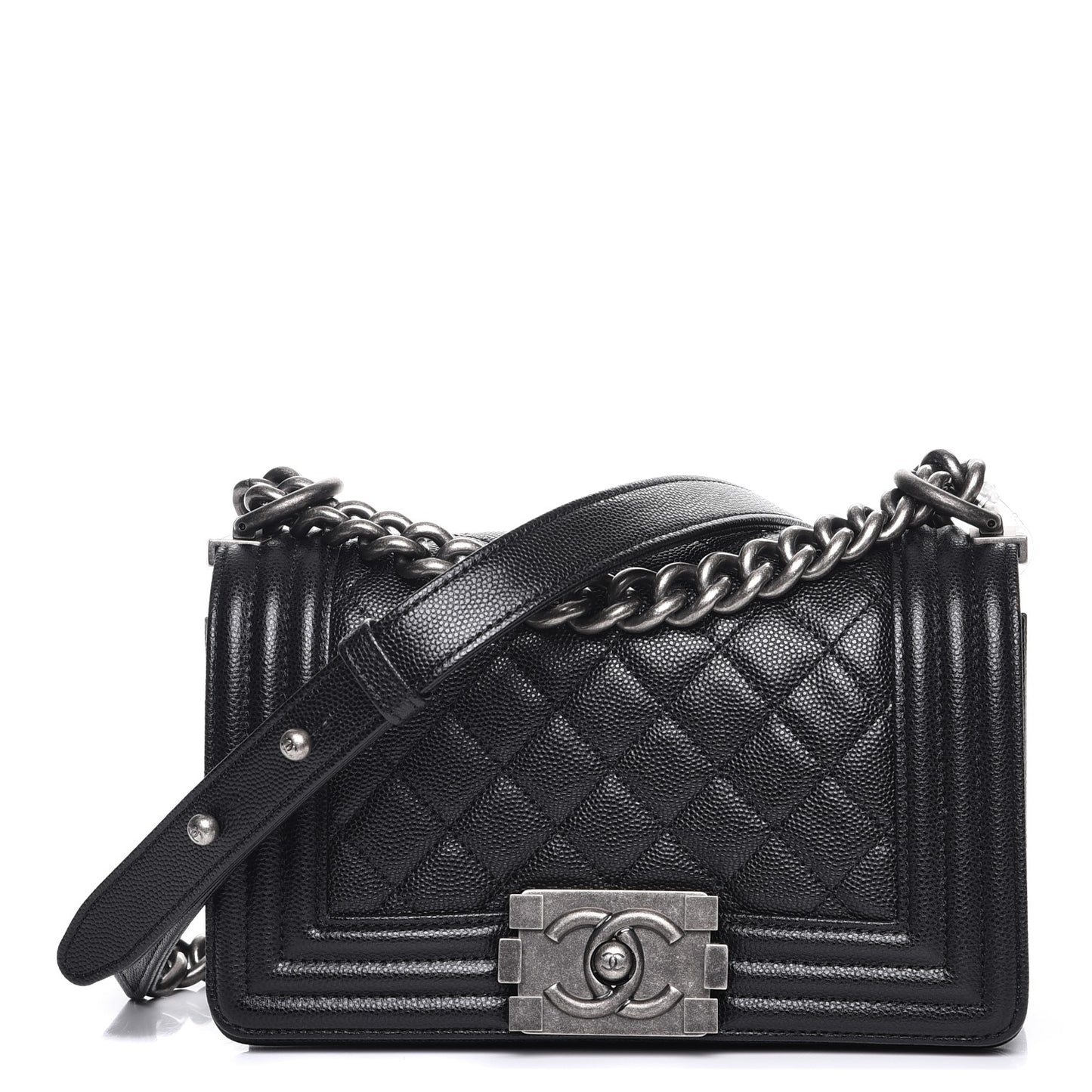 Caviar Quilted Small Boy Flap Black