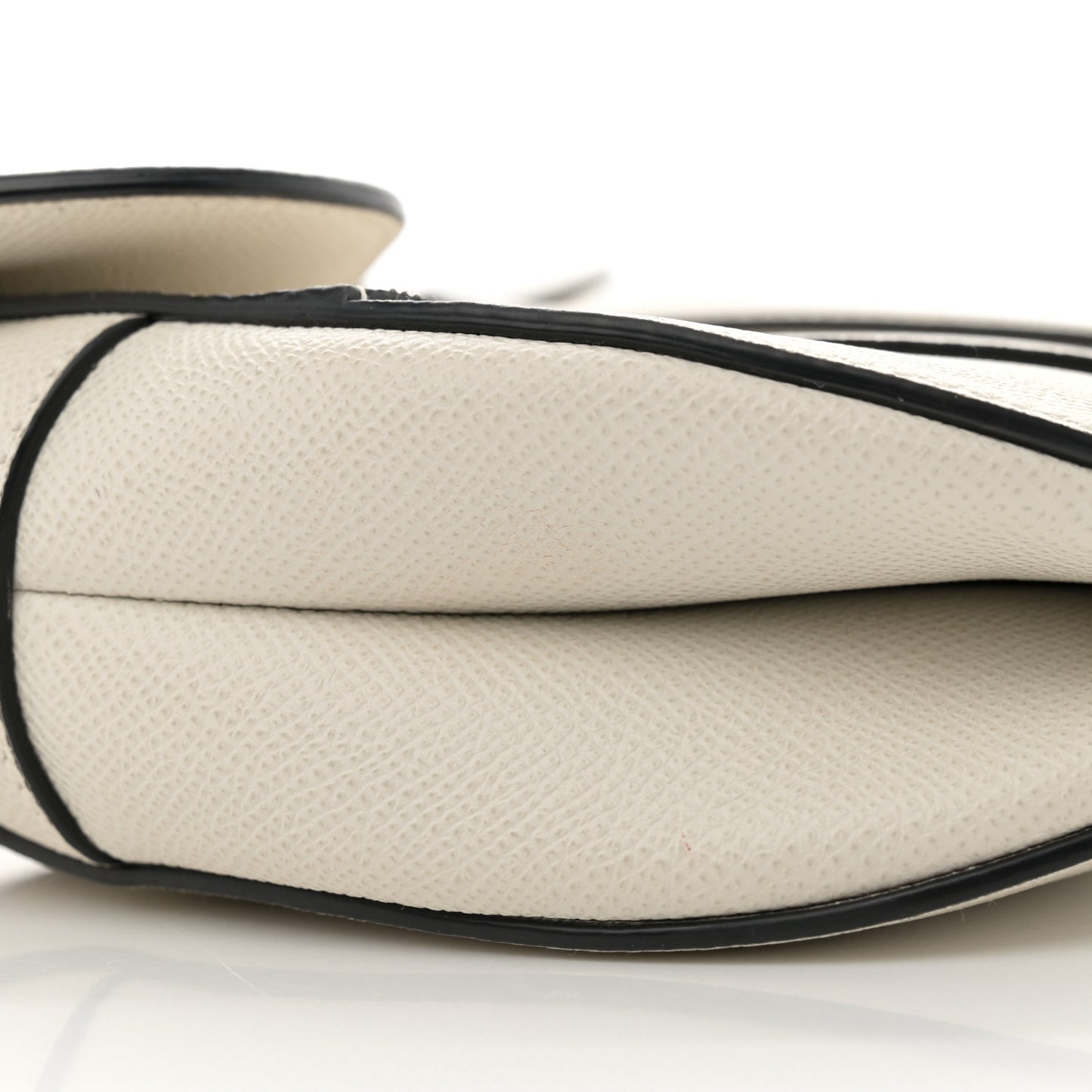 Grained Calfskin Saddle Bag White
