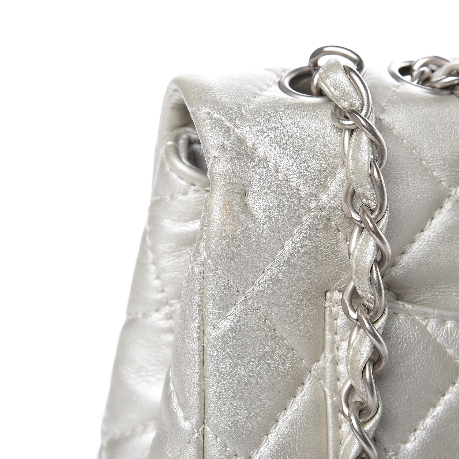Chanel Metallic Lambskin Quilted Jumbo Single Flap Silver 13 of 16