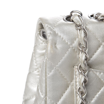 Chanel Metallic Lambskin Quilted Jumbo Single Flap Silver 13 of 16