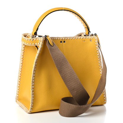Fendi Cuoio Romano Selleria Raffia Bi-Color Woven Medium Peekaboo X-Lite Sunflower Paglia 2 of 4
