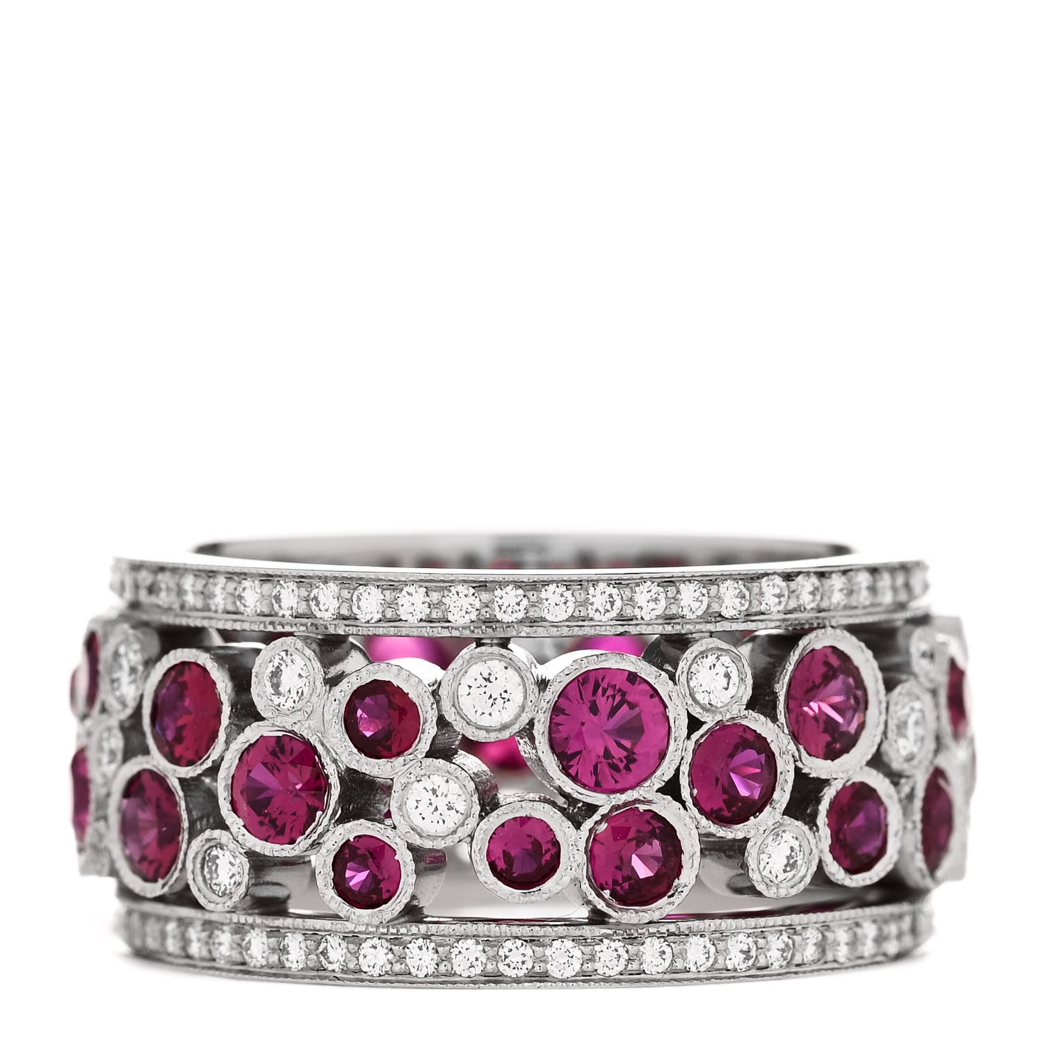 Tiffany Platinum Diamond Ruby Cobblestone Band Ring 52 6 3 of 5