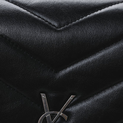 Saint Laurent Calfskin Y Quilted Monogram Medium Loulou Satchel Black 9 of 11