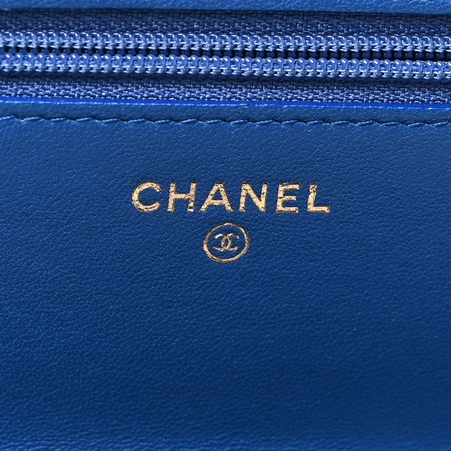 Chanel Lambskin Chevron Quilted Trendy CC Wallet On Chain WOC Blue 6 of 11